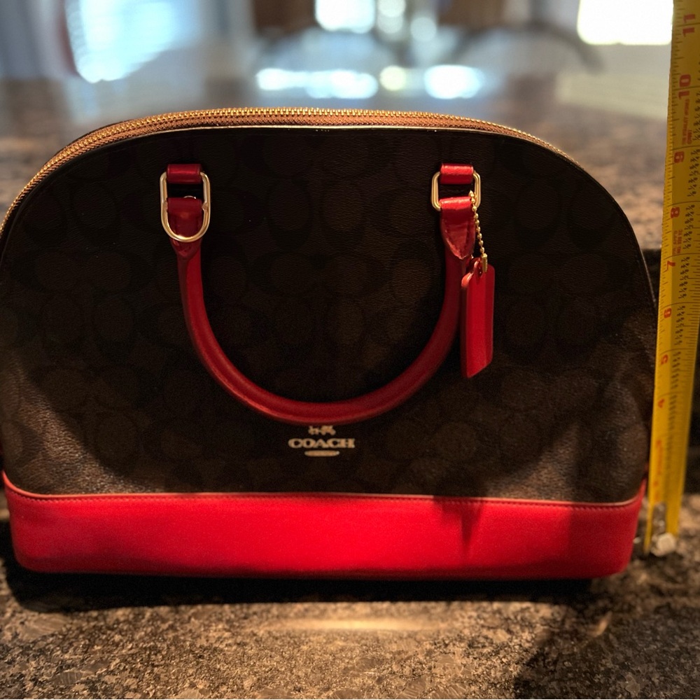 Coach Signature Sierra Brown and Red Satchel - Picture 3 of 12